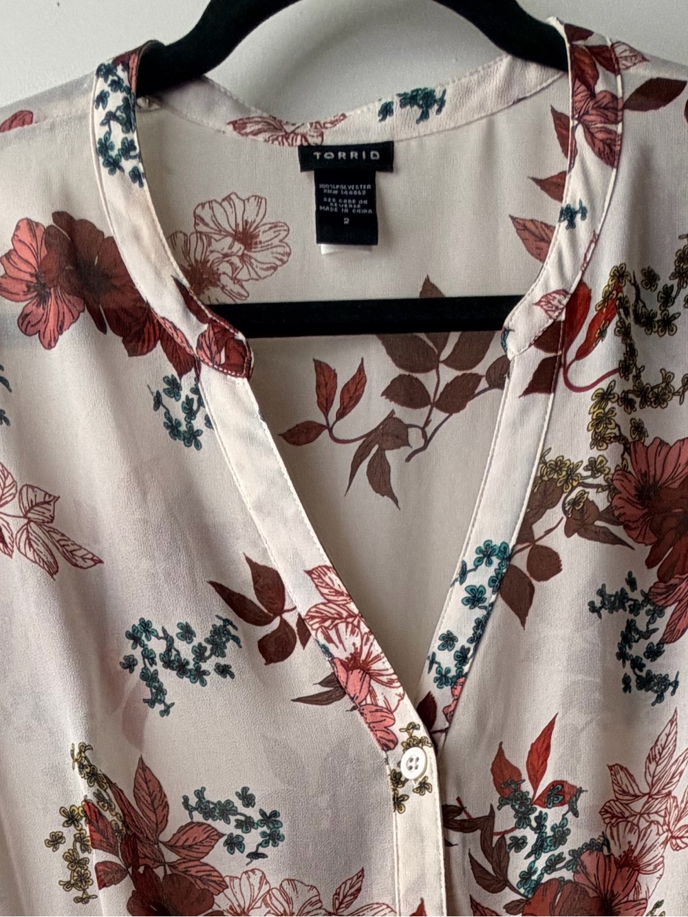 Torrid 2X Floral Lightweight Kimono Dress in Cream, yellow, teal, and Rust - Picture 6 of 6